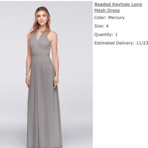 David's Bridal Bridesmaid Dress, Grey